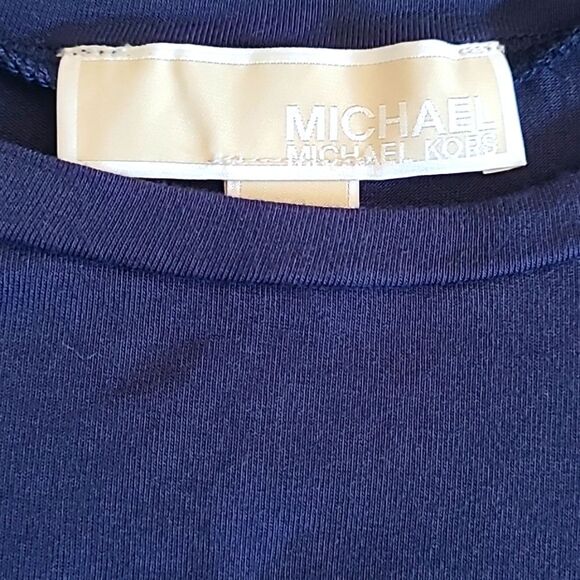 Michael Kors Womens Small Tiered Sleeveless Tank Top Blouse Round Hem Navy Blue - Picture 14 of 15